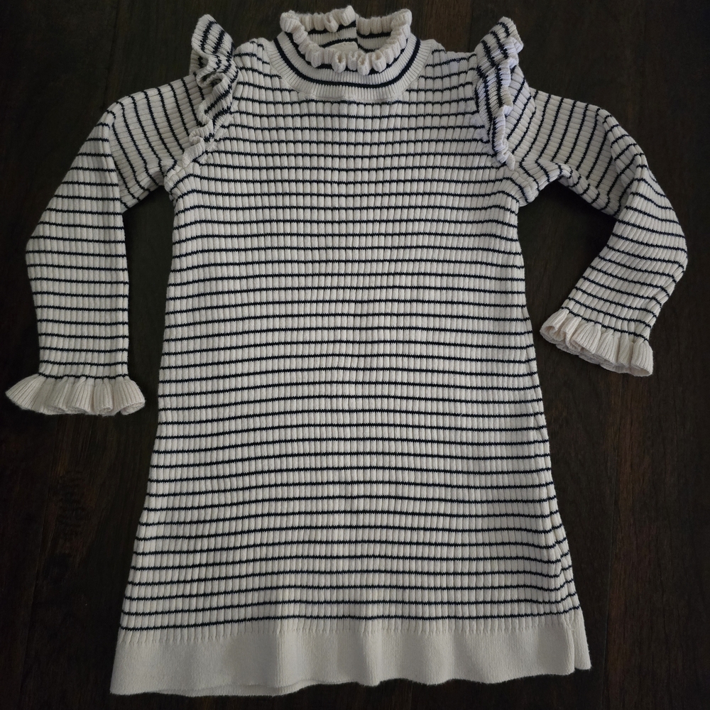 GAP Cream and Black Ruffle Dress